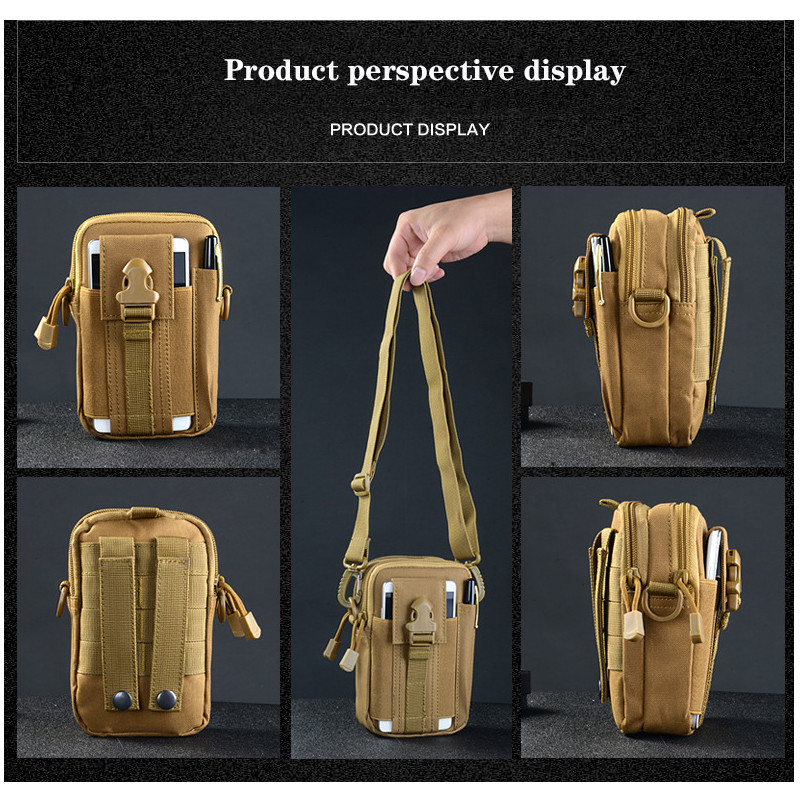 Férfi deréktáska, sport vízálló taktikai táska, vadászöv, mobiltelefon-tároló, utazási eszközök