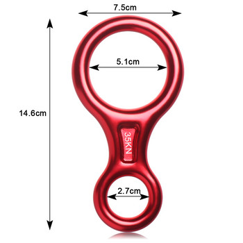 14,6*7,5 cm 8 Word Climbing Ring Rope Descender Gear Belay Device Downhill Eight Rings 35KN Figure Rock Climbing Descenders