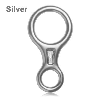 14,6 * 7,5 cm 8 vārdu kāpšanas riņķa virve, nolaišanās zobrata stiprinājuma ierīce lejup no kalna astoņi gredzeni, 35 KN figūras klinšu kāpšanas nolaižas