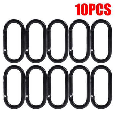 20 vnt karabino segtukai juodi ovalūs kabantys sagtis karabinas kabantis sagtis Maži karabinai vandens buteliui ir diržų raktų pakabukui