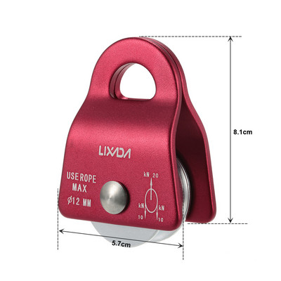 Lixada 20KN āra kāpšanas skriemelis, alumīnija klinšu kāpšana alpīnisma sānu šūpolēm lejupejošā skriemeļa kāpšanas piederumi