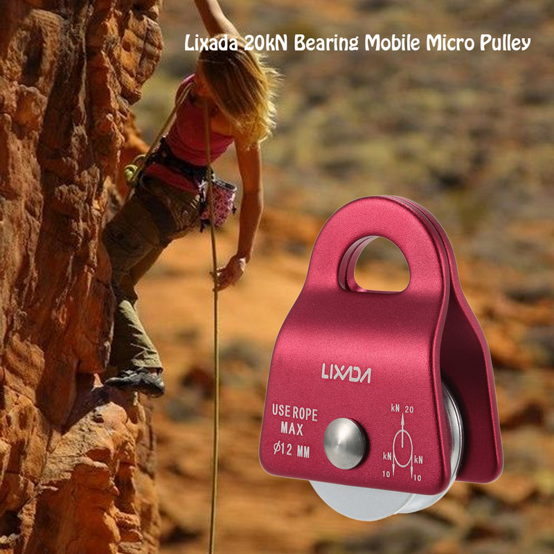 Lixada 20KN āra kāpšanas skriemelis, alumīnija klinšu kāpšana alpīnisma sānu šūpolēm lejupejošā skriemeļa kāpšanas piederumi