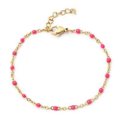 304 Nerūsējošā tērauda savienojuma kabeļu ķēdes rokassprādzes zelta krāsā metāla ķēdes daudzkrāsainas emaljas sievietēm rotaslietas dāvanas 17 cm garas, 1 gab.