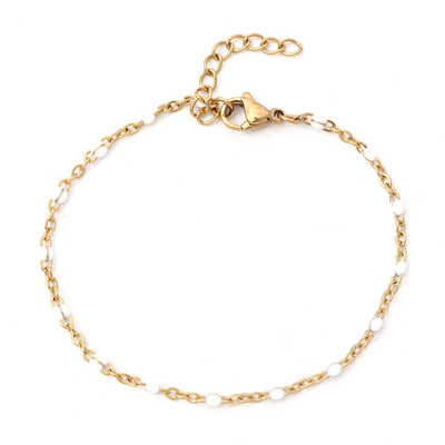 304 Nerūsējošā tērauda savienojuma kabeļu ķēdes rokassprādzes zelta krāsā metāla ķēdes daudzkrāsainas emaljas sievietēm rotaslietas dāvanas 17 cm garas, 1 gab.