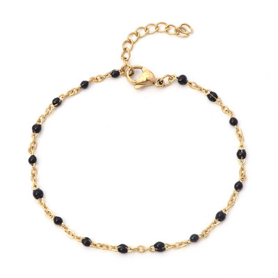 304 Nerūsējošā tērauda savienojuma kabeļu ķēdes rokassprādzes zelta krāsā metāla ķēdes daudzkrāsainas emaljas sievietēm rotaslietas dāvanas 17 cm garas, 1 gab.