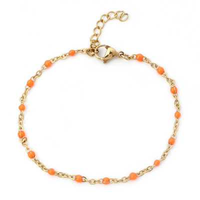 304 Nerūsējošā tērauda savienojuma kabeļu ķēdes rokassprādzes zelta krāsā metāla ķēdes daudzkrāsainas emaljas sievietēm rotaslietas dāvanas 17 cm garas, 1 gab.