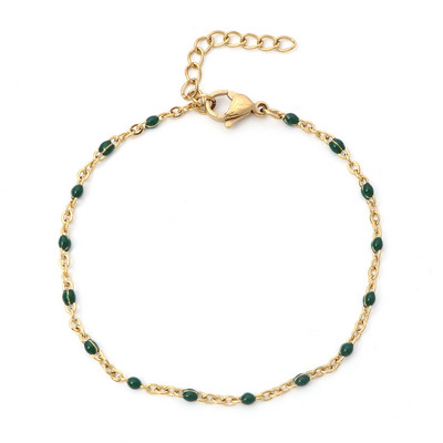 304 Nerūsējošā tērauda savienojuma kabeļu ķēdes rokassprādzes zelta krāsā metāla ķēdes daudzkrāsainas emaljas sievietēm rotaslietas dāvanas 17 cm garas, 1 gab.