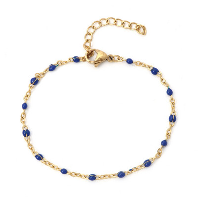 304 Nerūsējošā tērauda savienojuma kabeļu ķēdes rokassprādzes zelta krāsā metāla ķēdes daudzkrāsainas emaljas sievietēm rotaslietas dāvanas 17 cm garas, 1 gab.