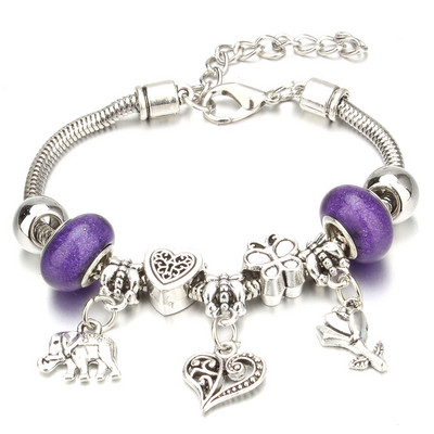 Antikni originalni oblik brave u obliku slona, 6 boja, narukvice s privjescima za žene, narukvica i narukvica od staklenih perli, DIY nakit, darovi