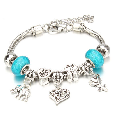 Antikni originalni oblik brave u obliku slona, 6 boja, narukvice s privjescima za žene, narukvica i narukvica od staklenih perli, DIY nakit, darovi