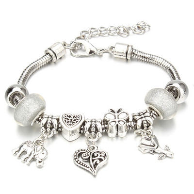 Antikni originalni oblik brave u obliku slona, 6 boja, narukvice s privjescima za žene, narukvica i narukvica od staklenih perli, DIY nakit, darovi