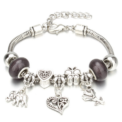 Antikni originalni oblik brave u obliku slona, 6 boja, narukvice s privjescima za žene, narukvica i narukvica od staklenih perli, DIY nakit, darovi