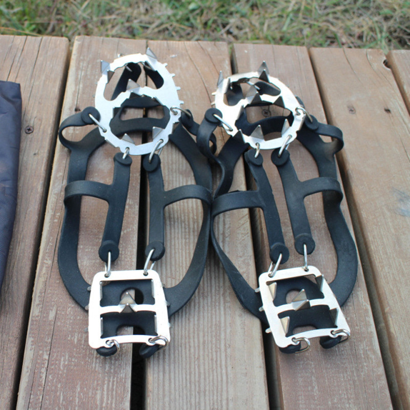 Pretslīdes kāpšanas krampji 18 zobu mangāna tērauda āra sniega kāpšanas apavu satvērēji alpīnismam