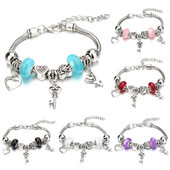 Vintage Romantic Love DIY Charm βραχιόλι Heart Love Key and Lock Βραχιόλι & βραχιόλι DIY κοσμήματα Δώρα για γυναίκες Κοσμήματα