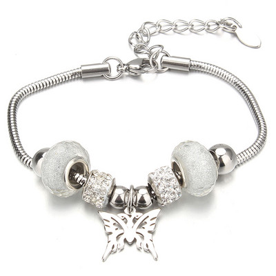 Βραχιόλι με χάντρες από ελέφαντα Love Heart Charm βραχιόλια 316L από ανοξείδωτο ατσάλι για γυναίκες άντρες Πρωτότυπο δώρο βραχιόλι με χάντρες από κρύσταλλο