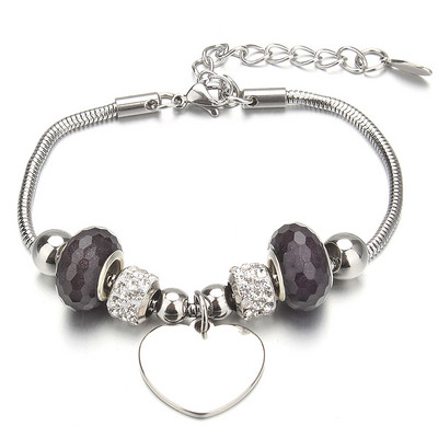 Βραχιόλι με χάντρες από ελέφαντα Love Heart Charm βραχιόλια 316L από ανοξείδωτο ατσάλι για γυναίκες άντρες Πρωτότυπο δώρο βραχιόλι με χάντρες από κρύσταλλο