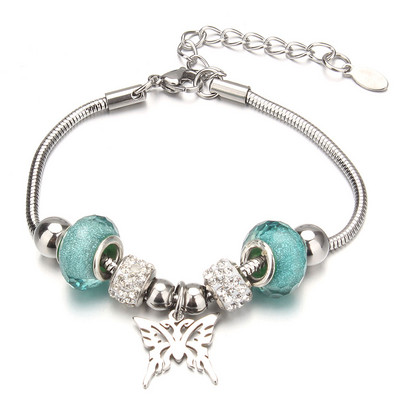 Βραχιόλι με χάντρες από ελέφαντα Love Heart Charm βραχιόλια 316L από ανοξείδωτο ατσάλι για γυναίκες άντρες Πρωτότυπο δώρο βραχιόλι με χάντρες από κρύσταλλο