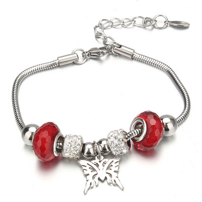 Βραχιόλι με χάντρες από ελέφαντα Love Heart Charm βραχιόλια 316L από ανοξείδωτο ατσάλι για γυναίκες άντρες Πρωτότυπο δώρο βραχιόλι με χάντρες από κρύσταλλο