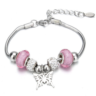 Βραχιόλι με χάντρες από ελέφαντα Love Heart Charm βραχιόλια 316L από ανοξείδωτο ατσάλι για γυναίκες άντρες Πρωτότυπο δώρο βραχιόλι με χάντρες από κρύσταλλο