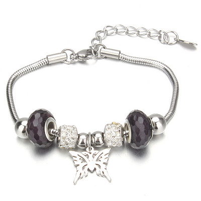 Βραχιόλι με χάντρες από ελέφαντα Love Heart Charm βραχιόλια 316L από ανοξείδωτο ατσάλι για γυναίκες άντρες Πρωτότυπο δώρο βραχιόλι με χάντρες από κρύσταλλο