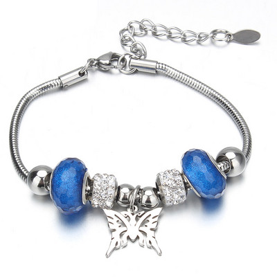 Βραχιόλι με χάντρες από ελέφαντα Love Heart Charm βραχιόλια 316L από ανοξείδωτο ατσάλι για γυναίκες άντρες Πρωτότυπο δώρο βραχιόλι με χάντρες από κρύσταλλο