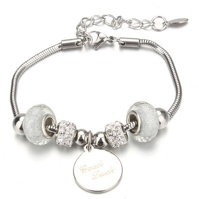 Βραχιόλι με χάντρες από ελέφαντα Love Heart Charm βραχιόλια 316L από ανοξείδωτο ατσάλι για γυναίκες άντρες Πρωτότυπο δώρο βραχιόλι με χάντρες από κρύσταλλο