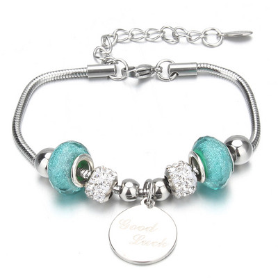 Βραχιόλι με χάντρες από ελέφαντα Love Heart Charm βραχιόλια 316L από ανοξείδωτο ατσάλι για γυναίκες άντρες Πρωτότυπο δώρο βραχιόλι με χάντρες από κρύσταλλο