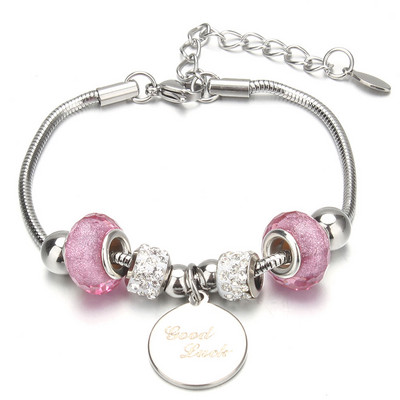 Βραχιόλι με χάντρες από ελέφαντα Love Heart Charm βραχιόλια 316L από ανοξείδωτο ατσάλι για γυναίκες άντρες Πρωτότυπο δώρο βραχιόλι με χάντρες από κρύσταλλο