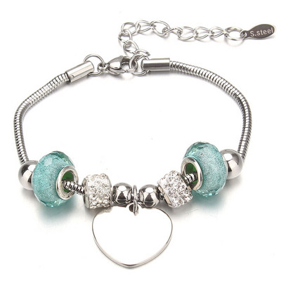 Βραχιόλι με χάντρες από ελέφαντα Love Heart Charm βραχιόλια 316L από ανοξείδωτο ατσάλι για γυναίκες άντρες Πρωτότυπο δώρο βραχιόλι με χάντρες από κρύσταλλο