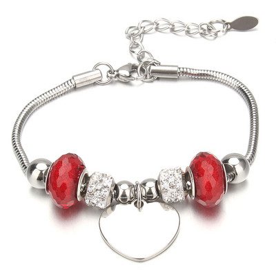 Βραχιόλι με χάντρες από ελέφαντα Love Heart Charm βραχιόλια 316L από ανοξείδωτο ατσάλι για γυναίκες άντρες Πρωτότυπο δώρο βραχιόλι με χάντρες από κρύσταλλο