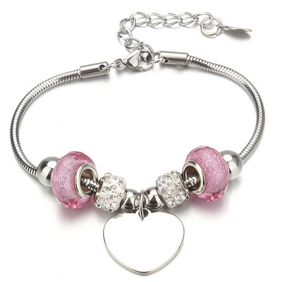 Βραχιόλι με χάντρες από ελέφαντα Love Heart Charm βραχιόλια 316L από ανοξείδωτο ατσάλι για γυναίκες άντρες Πρωτότυπο δώρο βραχιόλι με χάντρες από κρύσταλλο