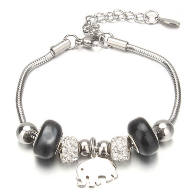 Βραχιόλι με χάντρες από ελέφαντα Love Heart Charm βραχιόλια 316L από ανοξείδωτο ατσάλι για γυναίκες άντρες Πρωτότυπο δώρο βραχιόλι με χάντρες από κρύσταλλο