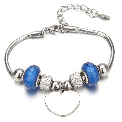 Βραχιόλι με χάντρες από ελέφαντα Love Heart Charm βραχιόλια 316L από ανοξείδωτο ατσάλι για γυναίκες άντρες Πρωτότυπο δώρο βραχιόλι με χάντρες από κρύσταλλο