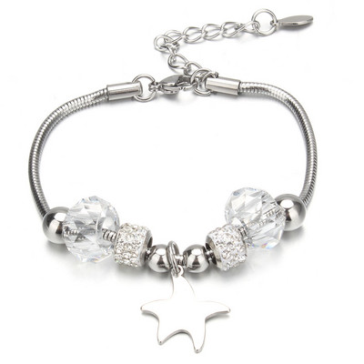 Βραχιόλι με χάντρες από ελέφαντα Love Heart Charm βραχιόλια 316L από ανοξείδωτο ατσάλι για γυναίκες άντρες Πρωτότυπο δώρο βραχιόλι με χάντρες από κρύσταλλο