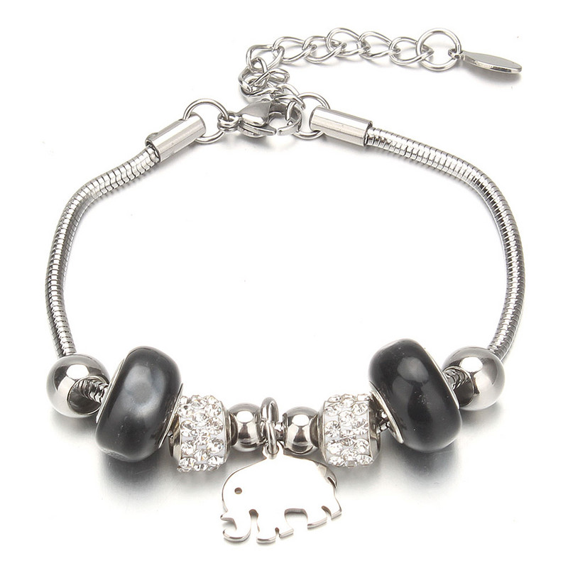 Βραχιόλι με χάντρες από ελέφαντα Love Heart Charm βραχιόλια 316L από ανοξείδωτο ατσάλι για γυναίκες άντρες Πρωτότυπο δώρο βραχιόλι με χάντρες από κρύσταλλο