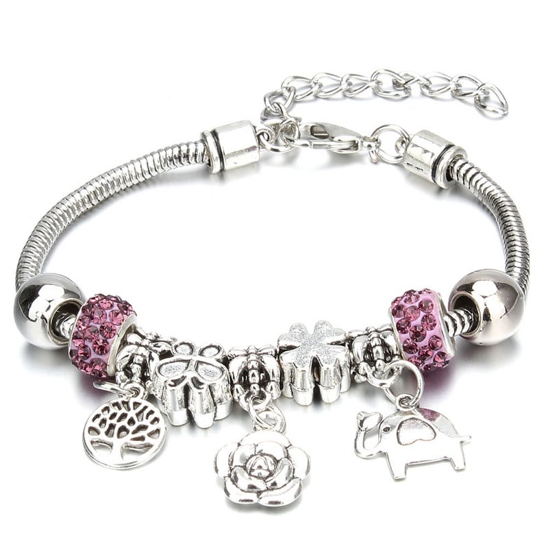 Báj karkötő és karkötők Virág Pillangó Szív Elefánt Gyöngyök Karkötők Fit Női Lányok Barátság Ajándék Ékszerek