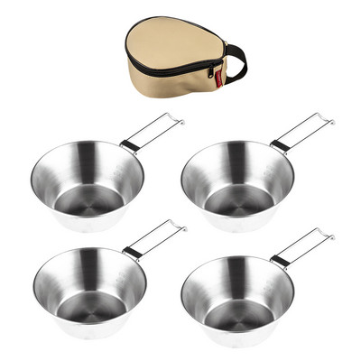 4PCS āra nerūsējošā tērauda 300 ml Sierra Bowl piknika galda piederumi Pārnēsājami bārbekjū pārgājienu kempinga kauss piknika trauki