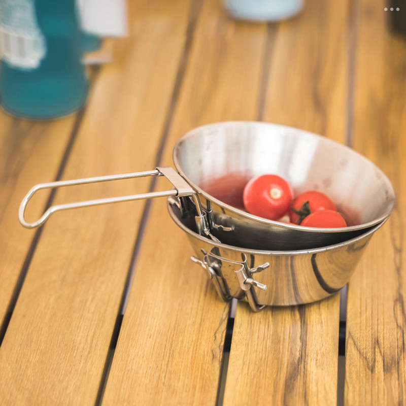 4PCS āra nerūsējošā tērauda 300 ml Sierra Bowl piknika galda piederumi Pārnēsājami bārbekjū pārgājienu kempinga kauss piknika trauki