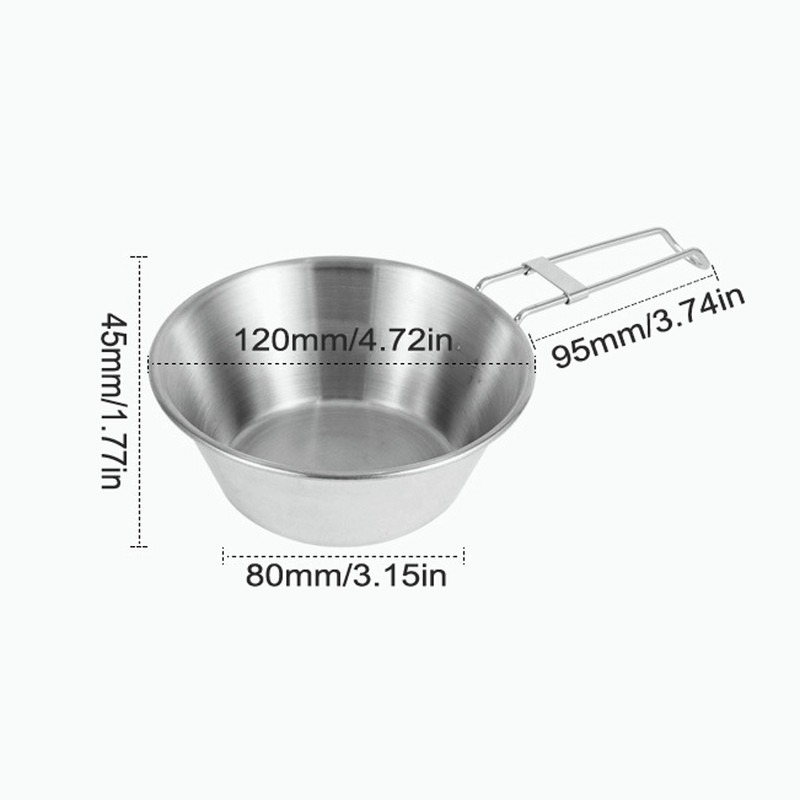 4PCS āra nerūsējošā tērauda 300 ml Sierra Bowl piknika galda piederumi Pārnēsājami bārbekjū pārgājienu kempinga kauss piknika trauki