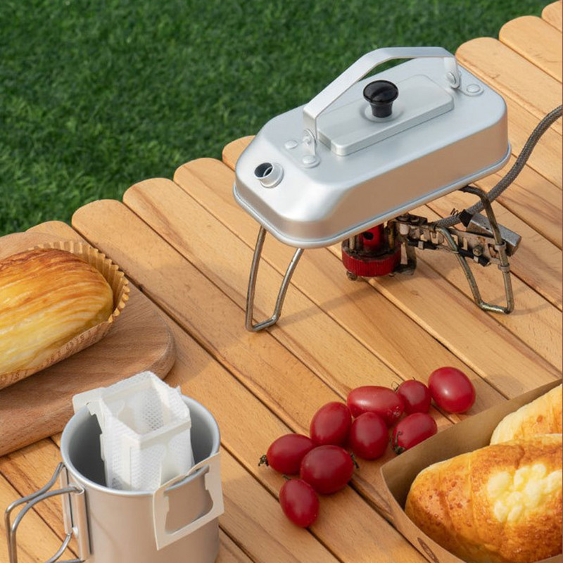 0,2 L pārnēsājama kempinga tējkanna ūdens vārīšanai tējkanna alumīnija sakausējuma apsildāma kafijas kanna kempingiem, pārgājieniem ceļojumiem ar mugursomu