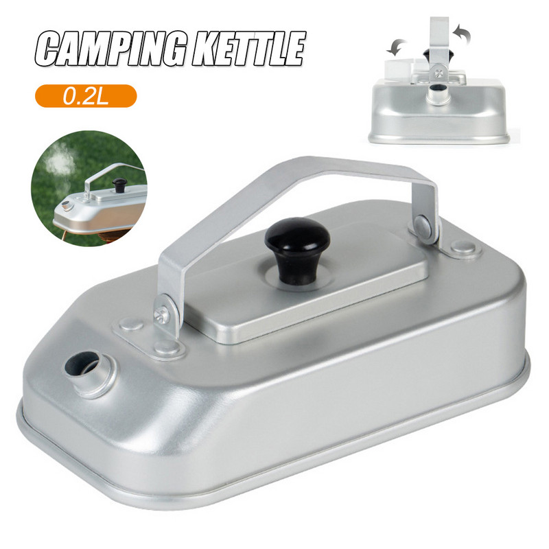 0,2 L pārnēsājama kempinga tējkanna ūdens vārīšanai tējkanna alumīnija sakausējuma apsildāma kafijas kanna kempingiem, pārgājieniem ceļojumiem ar mugursomu