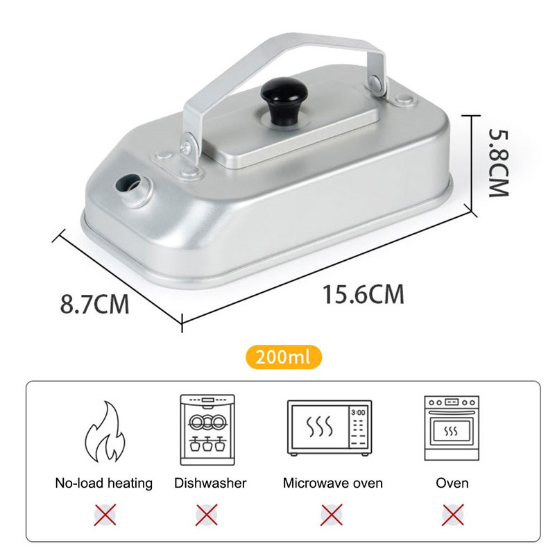 0,2 L pārnēsājama kempinga tējkanna ūdens vārīšanai tējkanna alumīnija sakausējuma apsildāma kafijas kanna kempingiem, pārgājieniem ceļojumiem ar mugursomu