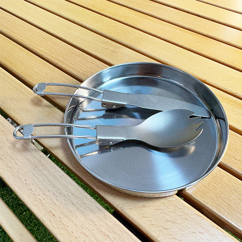 Πτυσσόμενο κουτάλι από τιτάνιο Σπόρκ Πιρούνι Εξωτερικού Επιτραπέζιο σκεύος Μαγειρικά σκεύη Διπλωμένα πλακέ σκεύη Εξαιρετικά ελαφριά μαγειρική περιβαλλοντικά αξεσουάρ για πικνίκ