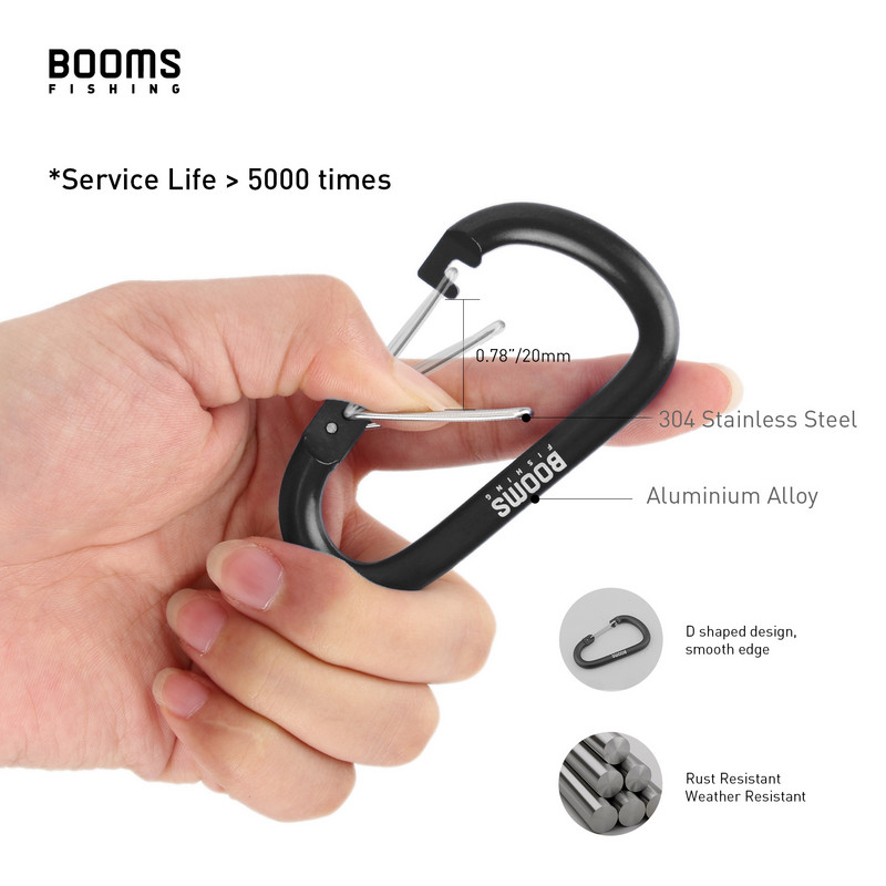 Booms Fishing CC3 6Gb Alumīnija sakausējuma karabīne liels atslēgu piekariņš D gredzens āra kempings kāpšanas klipsis slēdzene sprādzes āķis aksesuāri