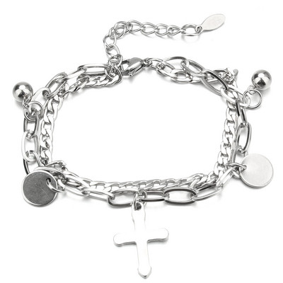 Karstā izpārdošana Sprādzes Dizaina Rokassprādze Zilonis Spāres Krusts Pūces Stila Sieviešu Rokassprādze Nerūsējošā tērauda Ķēdes Rokassprādzes Rotaslietas