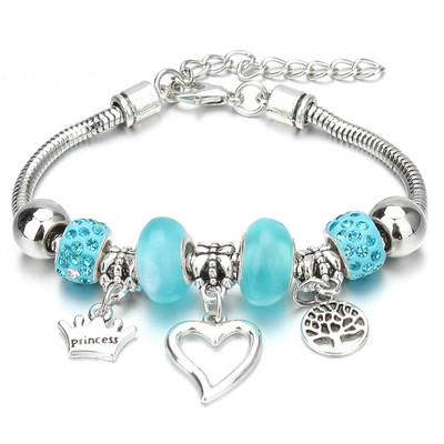 Antīkas oriģinālās kroņa atslēgas slēdzenes formas 6 krāsu šarmu rokassprādzes sievietēm, stikla krelles, zīmola rokassprādzes un rokassprādzes DIY rotaslietas dāvanas