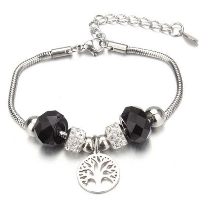 Tree of Life Shape Crystal Charm Narukvice Narukvica od nehrđajućeg čelika Žene DIY Perle Narukvice Narukvice Nakit Poklon
