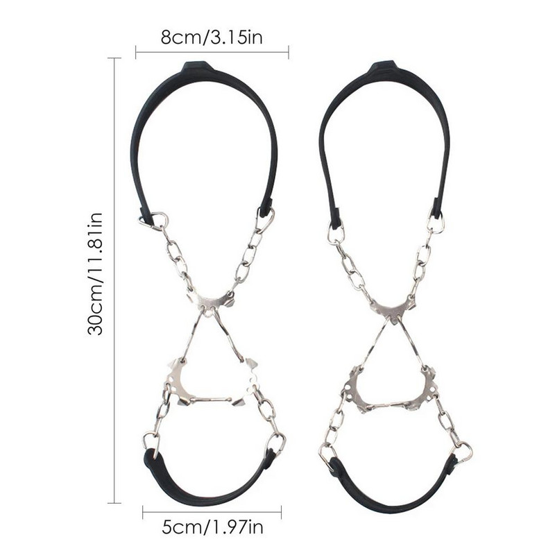 6 Zobu Ledus skavas Krampņi Silikona pārgājienu Pārvalks Tapas Apavi Neslīdoši Sniega rokturi Ķēdes Ledus Satvērēji Kāpšanas piederumi