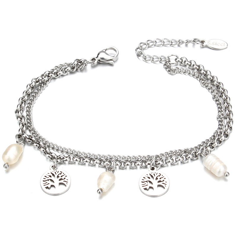 Modes nerūsējošā tērauda rokassprādzes Dzīvības koks Butterfly Cross Zvaigžņu sirds aproces sievietēm Modernas ķēdes šarmu rokassprādzes rotaslietas