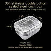 Pusdienu kastes nerūsējošā tērauda divslāņu uzglabāšanas futrālis, kas uztur siltumu pārtikas konteinera korpuss, noslēgts siltumizolācija, Bento Box mājas sīkrīki